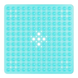 XIYUNTE Square Shower Mat Non Slip Anti Mould - 53 x 53cm Shower Mats for Inside Shower, Anti Slip Rubber Shower Mat with Suction Cups & Drain Holes, Machine Washable, Clear Green