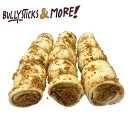 BULLYSTICKS & MORE 10-12" Beef Cheek Rolls for Dogs (Bully Bites Dusted - 3 Count) - Beef Cheek Bones for Dogs - Dog Parents Choice - Premium No Hide Rolls
