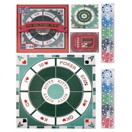 Michigan Rummy Deluxe Board Game Set : Felt Game Mat + 2 Boxes of Playing Chips (200 Pieces) + 1 Deck of Poker + 1 Game Manual. The Perfect Blend of Rummy and Poker, Perfect for Family Game Night