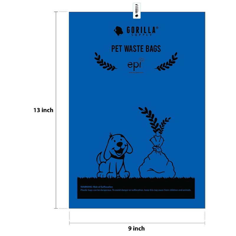 Gorilla Supply 60 Blue Pet Poop Waste Bags with Blue
