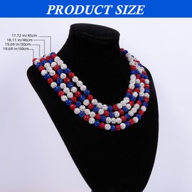 Ornaland Baseball Necklace Baseball Beaded Necklace Unisex Rhinestone Disco Ball Necklace for Baseball Fans 46 CM (Red Blue White)