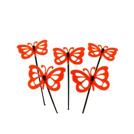 Sun Catcher Garden Decor Ornaments Butterfly Set of 5 Decorative Garden Stakes 25cm/10'' high Outdoor Yard Accessory, Fun Gardeners Gift, Colour:Orange