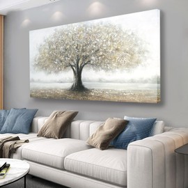 Yuaxker Tree of Life Wall Decor Gold Wall Art Large Landscape Art Modern Minimalist Canvas Painting for Living Room Bedroom Dining Room Office Home Decor 30x60 Inch