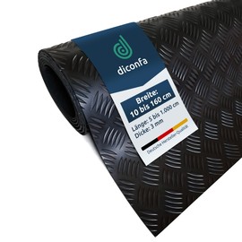 diconfa Rubber Mat Hammered Mat 3 mm Thick Width 0.05 m to 1.6 m Length 0.05 m to 10 m Selection 110 x 15 cm (1100 x 150 mm) UV-Stable Low Odour Non-Slip Checker Plate Mat Checker Mat