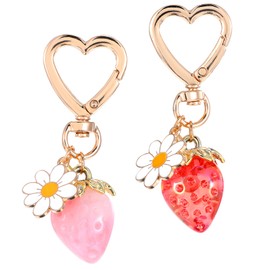 2 x Strawberry Pendant Bag Key Ring Cute Strawberry Pendants Made of High-Quality Alloy Cute Design as a Gift for Girls Birthday Valentine's Day