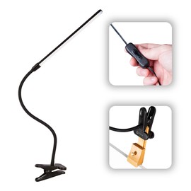 OttLite Clip-On LED Easel Lamp with ClearSun LED Technology - Sturdy Clip Light with On/Off Switch Cord - Adjustable & Flexible Neck for Precise Lighting, Piano, Computer Desks, Shelves & Tables