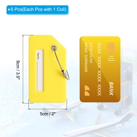 PATIKIL Silicone Luggage Tag, 5 Pcs Silicone Suitcase Tag Identifier Name ID Card Holder Privacy Protection Unique Luggage Name Tags with Stainless Steel Loop, Yellow
