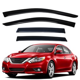 Lightronic Extra Durable Outside-Mount Auto Vent Window Visor, Fits 2013-2018 Nissan Altima (Sedan), UV Protection Rain Guard, Original Wind Deflector, No-Drill Easy Install, Dark Smoke, 4-Pcs