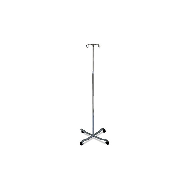 Medline 4 Leg IV Poles Stand, 2 Hook, 4 Caster,