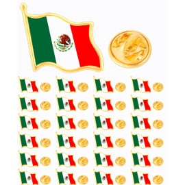 CINFAC 25/50/100PCS Small Mexico Flag lapel pin Mexican flag pins for suit Jacket Clothes Backpack Hat badge bulk (25)