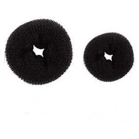 CareforYou® Children Kids Girls Ballet Dance Hair Bun Donut Ring Shaper Hair Styler Maker Doughnut Former Sponge PACK OF 2 SIZES Small & Medium (Black)