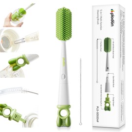Detachable 5-in-1 Bottle Cleaning Brush Set - Silicone Baby Bottle Brush Cleaner Kit with Nipple Brush, Detail Brush & Straw Brush, Portable Long Hand