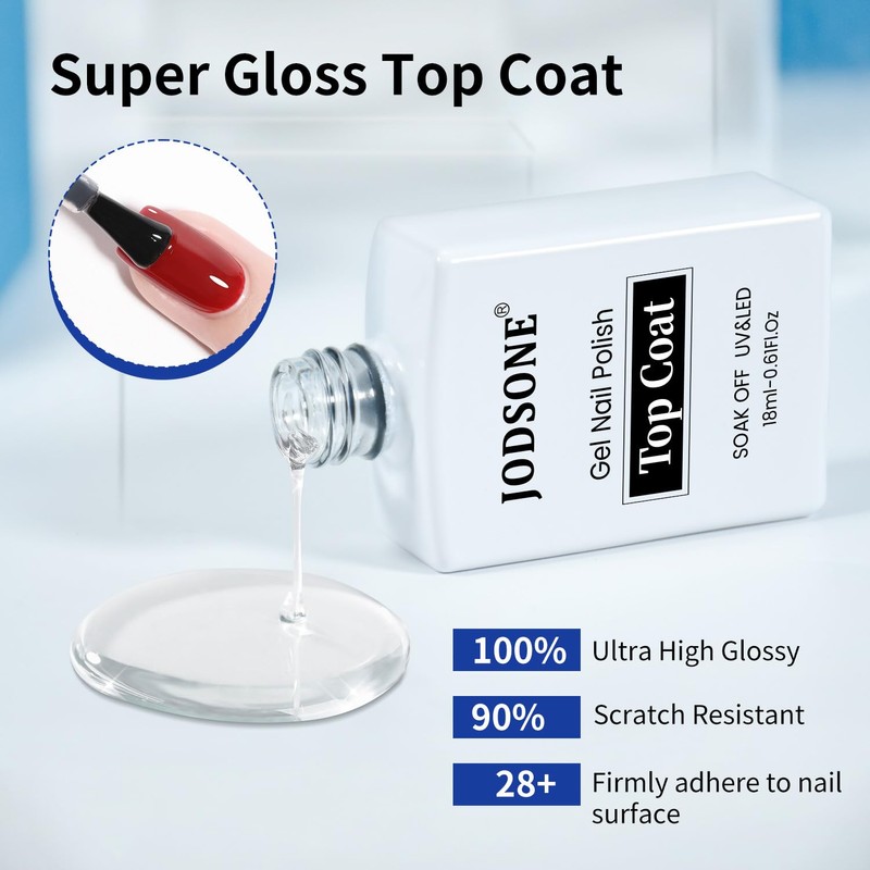 JODSONE 2 Bottles 18ml Top Coat Base Coat Gel Polish