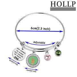 HOLLP Pink and Green Gift Sorority Jewelry Not Sisters by Blood But Sisters by Heart Bracelet Sorority Sister Bracelet Gift for Sorority Women Girls, 8 inch, Metal, stainless-steel