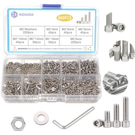 WZHUIDA Set of 400 M3 Screws Nuts Assortment Set, Hexagonal Button Cylinder Screws with Hexagon Socket Threaded Screws with Nuts, Stainless Steel Hex Screws, Machine Screws Assortment Kit