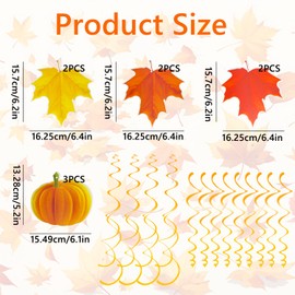 22Pcs Maple Leaves Swirls Hanging Decorations, Thanksgiving Fall Party Hanging Swirls Streamers Fall Pumpkin Maple Leaf Autumn Harvest Party Supplies A6-QJLXGJ