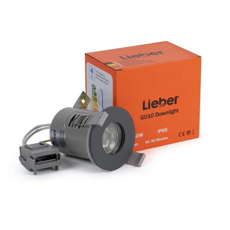 LIEBER Graphite Grey GU10 Fire Rated IP65 Downlight LED for