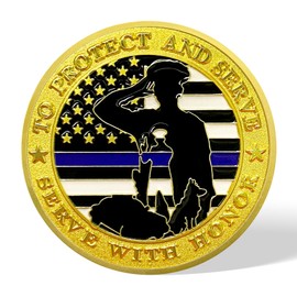 Patriotic Police K9 Challenge Coin | Law Enforcement Valor & K9 Unit Medallion | Thank You for Your Service Token | Appreciation Gift for Police Officers, K9 Handlers, and Servicemen