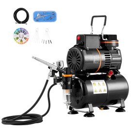 Happybuy Airbrush Kit, Dual Fan Compressor with 3.5L Tank, 0.3mm Tip Airbrush Set, for Art, Nail, Cookie, Tattoo and More