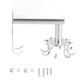 JHS-TECH Rotating Kitchen Hooks, 360 Degree Rotating Aluminum Wall Hooks with 10 Hooks, Practical Kitchen Utensils for Spatula, Soup Ladle, Storage and Organization (Silver)