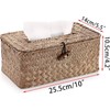 Rectangular Woven Tissue Box Cover, Decorative Paper Napkin Dispenser, Facial