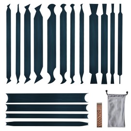 17PCS card scraper woodworking Cabinet scraper card Set for woodworking multi burnisher ，Blue Spring Steel, bevel knife deburring tools for Contour compact spaces detailed wood finishing