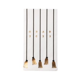 Bonjour Fête Black & White Grad Cap Tassel 2025 Guest Towels | 3-Ply for Graduation | Large Napkins | Gold Foil | Premium Party Supplies | Pack of 20, 4.25" x 7.75" 1/6 Fold