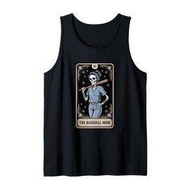 Funny The Baseball Mom Tarot Card Baseball Skeleton Mom Tank Top