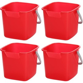 4 Pack Sanitizing Buckets, 3 Quart Small Cleaning Pail, Square Detergent Bucket with Spout and Handle for Home, Offices, School, Commercial Use