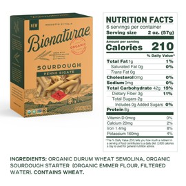 Bionaturae Sourdough Organic Penne Pasta - Organic Pasta, Pasta Penne, Pasta Noodles, Penne Pasta Noodles, Dried Pasta, Penne Noodles - 12 Ounce (Pack of 4)