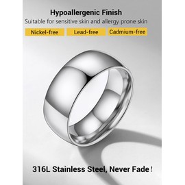 PROSTEEL Wedding Rings simple Ring 8mm Stainless Steel Mens Wedding Band