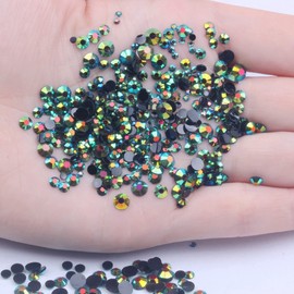 Niziky 5000PCS 4mm Flatback Resin Rhinestones, Transparent Flatback Rhinestones Crystal for Crafts, Jet Black AB Color Flatback Jelly Resin Rhinestones for Shoes, Mugs, Bottles, Cups, Crafts