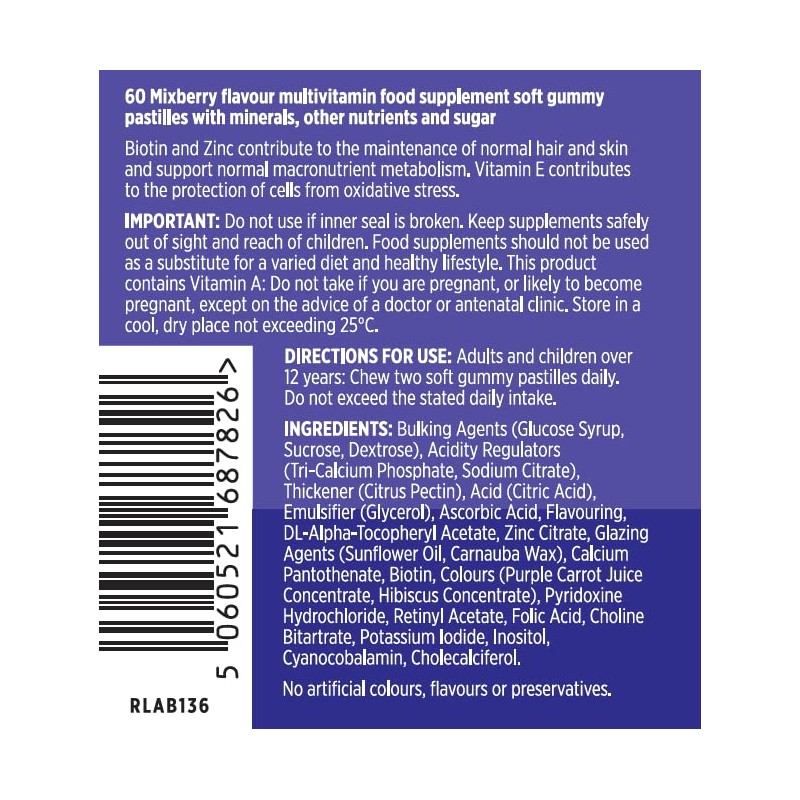Vitawell Hair Lush Locks Gummies | 60 Vegetarian Mixed Berry