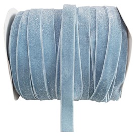 10 Yard Velvet Ribbon Spool, Inlaid with Silver Polyester (Blue, 5/8 in)