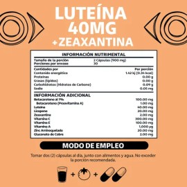 Luteína 40 Mg + Zeaxantina Con Betacaroteno Y Licopeno | Máxima Dosis 4x Superior | Fórmula Enriquecida Con Vitaminas C, E, A Y Zinc | Vegano Y Sin Re