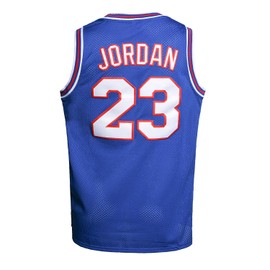 OTHERCRAZY Mens Basketball Jersey Space Movie Jersey S-XXL White/Black/Blue (Blue, Large)