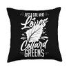 Collard Greens Recipe Plants Seasoning Vegatables Kale Throw Pillow
