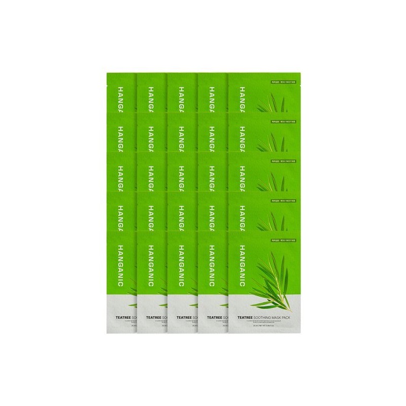 Hanganic 티트리 진정 마스크팩 100매 Tea Tree Soothing Mask Pack