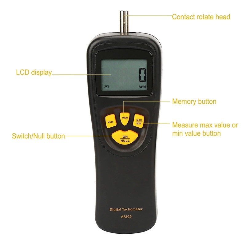 Digital Tachometer Motor Tachometer RPM Meter Tach Speedometer 0.5~19999RPM AR925