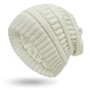 Women Knitted Beanie Hat Satin Lined Winter Warm Cap (White)