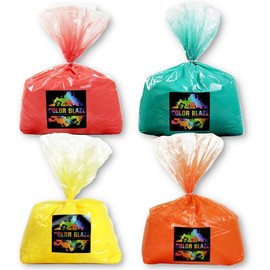 Color Blaze Holi Colored Powder - 5 lbs of Each Color - Red, Orange, Yellow, Teal - for Toss, Rangoli, Fun Run, War, Party & Festival - Pack of 4 Bags - 20 Pounds in Bulk