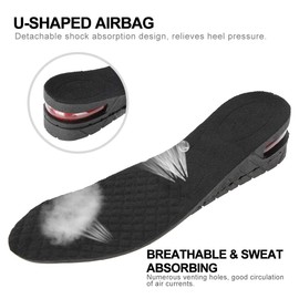 Plantillas de aumento de altura ajustable de cuatro capas PU Altura de elevación del talón Plantillas más altas Plantillas de altura para elevador ortopédico suela para zapatos suela de ventilación talón elevador(2Capas)