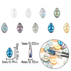 HAIKING Glass Leaf Bead, 50 PCS Color Crystal Gem Leaf Pendants for Jewelry Making, DIY Crafts Supplies (5 x 10mm)