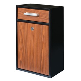 xhlokk Locking Wall-Mount Mailbox, Wood Vintage Metal Mailboxes for Outside, Security Drop Box with Lock, Large Capacity Mounted Mailbox, Heavy Duty Thickened Mailbox