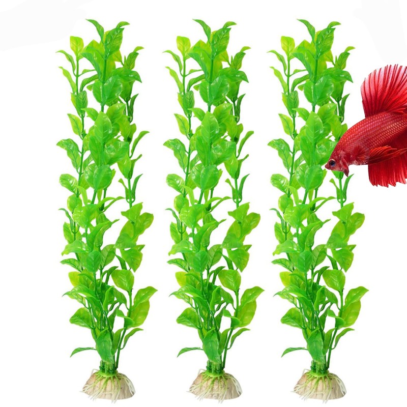 SunGrow Plastic Aquarium Plant Set, Resin Aquarium Decor, Tall Artificial