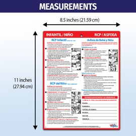 Safety Magnets by ZOCO – Spanish CPR & Choking First Aid Magnet (en Español) – Laminated 8.5x11 Chart for Infants, Children – Heimlich Maneuver Instructions for Home, School, or Workplace