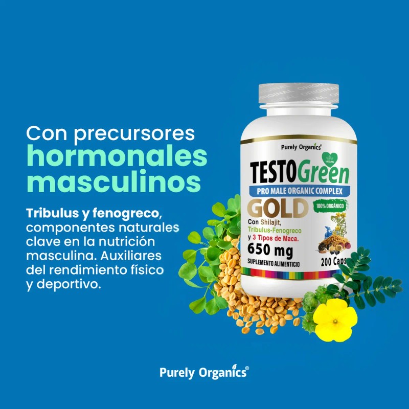 TestoGreen Gold | Pro Male Organic Complex | 200 Cápsulas