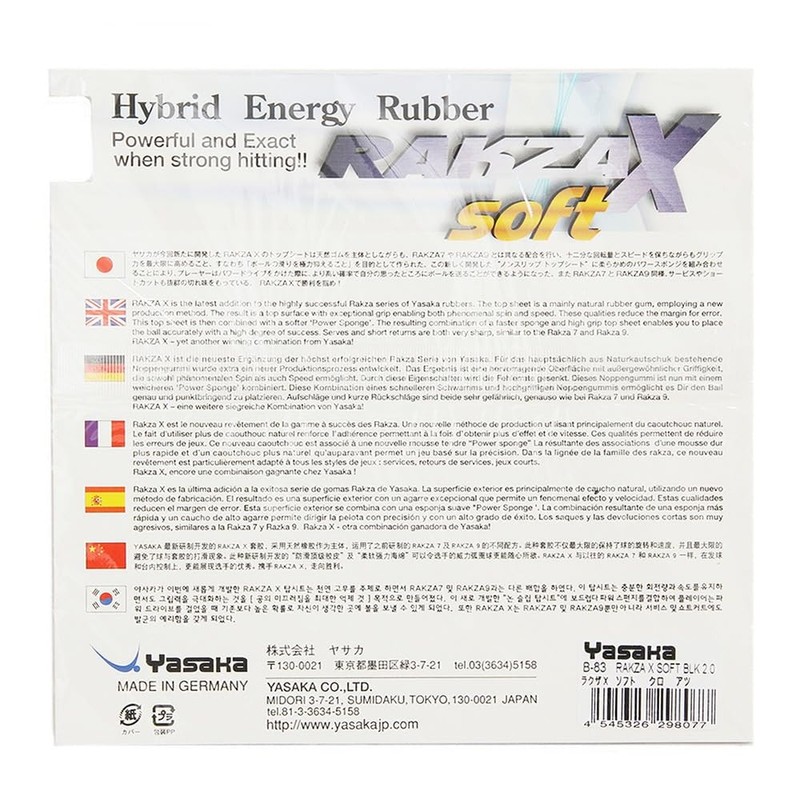 Yasaka B-83 90 Rubber for Table Tennis Rakza X Soft