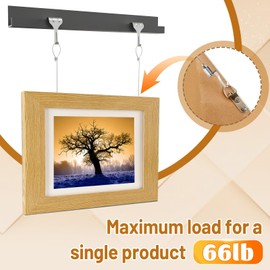 Picture Hanging Kit, 6 Pcs Picture Rail Hanging System, Picture Hanging Hooks and Wire, 79 Inch, Maximum Load 66lb, Adjustable Stainless Steel Picture Hanger Kit