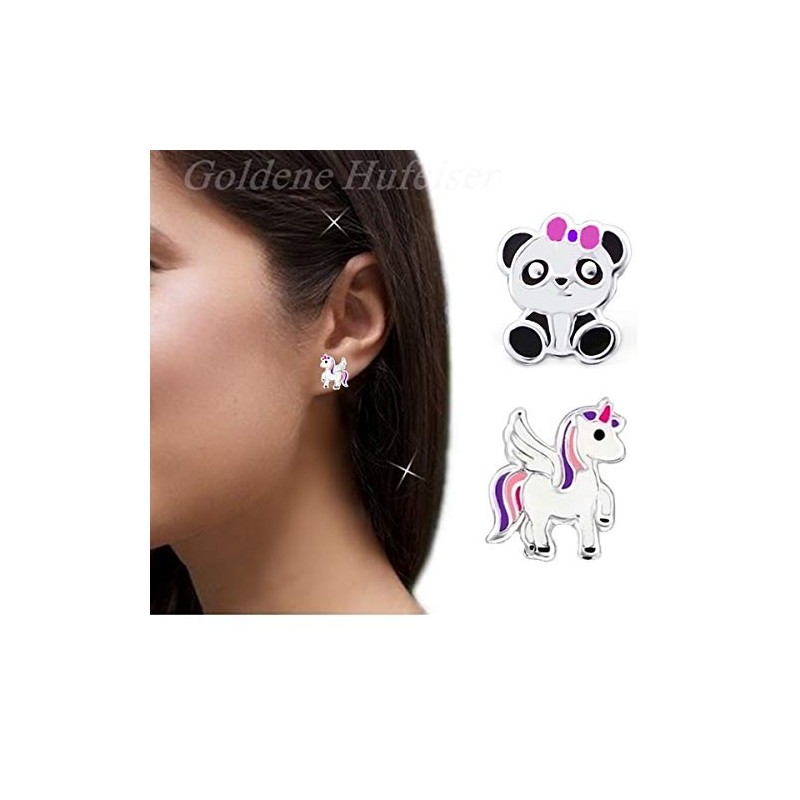 2 Pairs of Stud Earrings Set Girls 925 Silver with